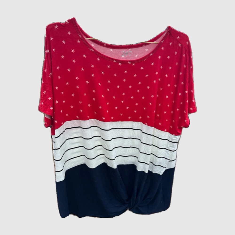 4th of July Vibrant Red Short Sleeve Tee with Breathable Fabric